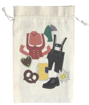 Baumwollsäckchen mit Wiesn-Motiven, 20 x 12 cm